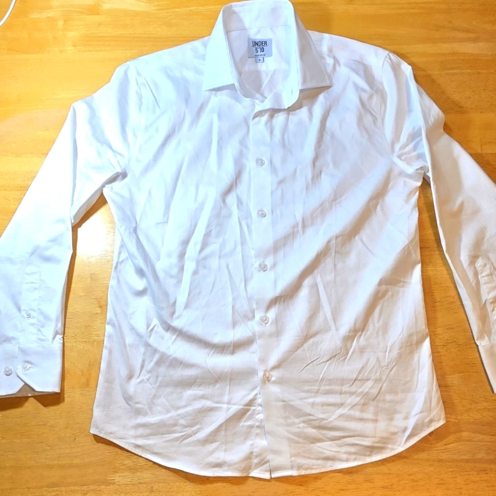 Under 5'10" (U-510)  White Button Down Dress Shirt, Small, NWOT